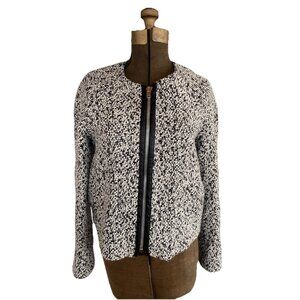 Gerard Darel Wool Blend Jacket Blazer Tweed 38 / US 6 Black White Zippered $595